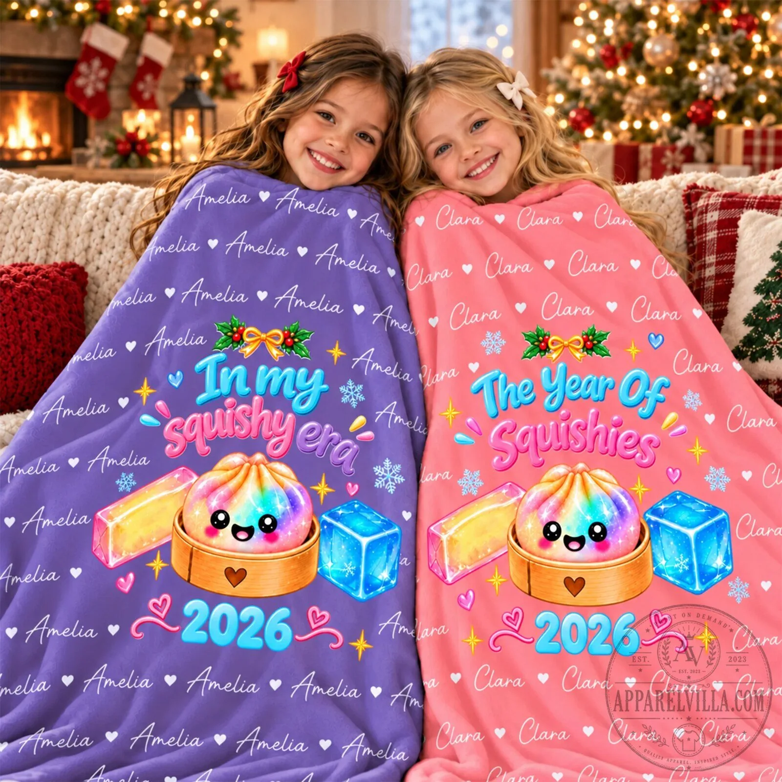 Personalized Squishy Era Christmas Blanket for Kids, Custom Name Soft Throw
