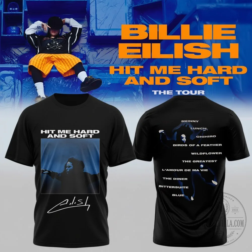 Billie Eilish Black T-Shirt for Hit Me Hard and Soft The Tour