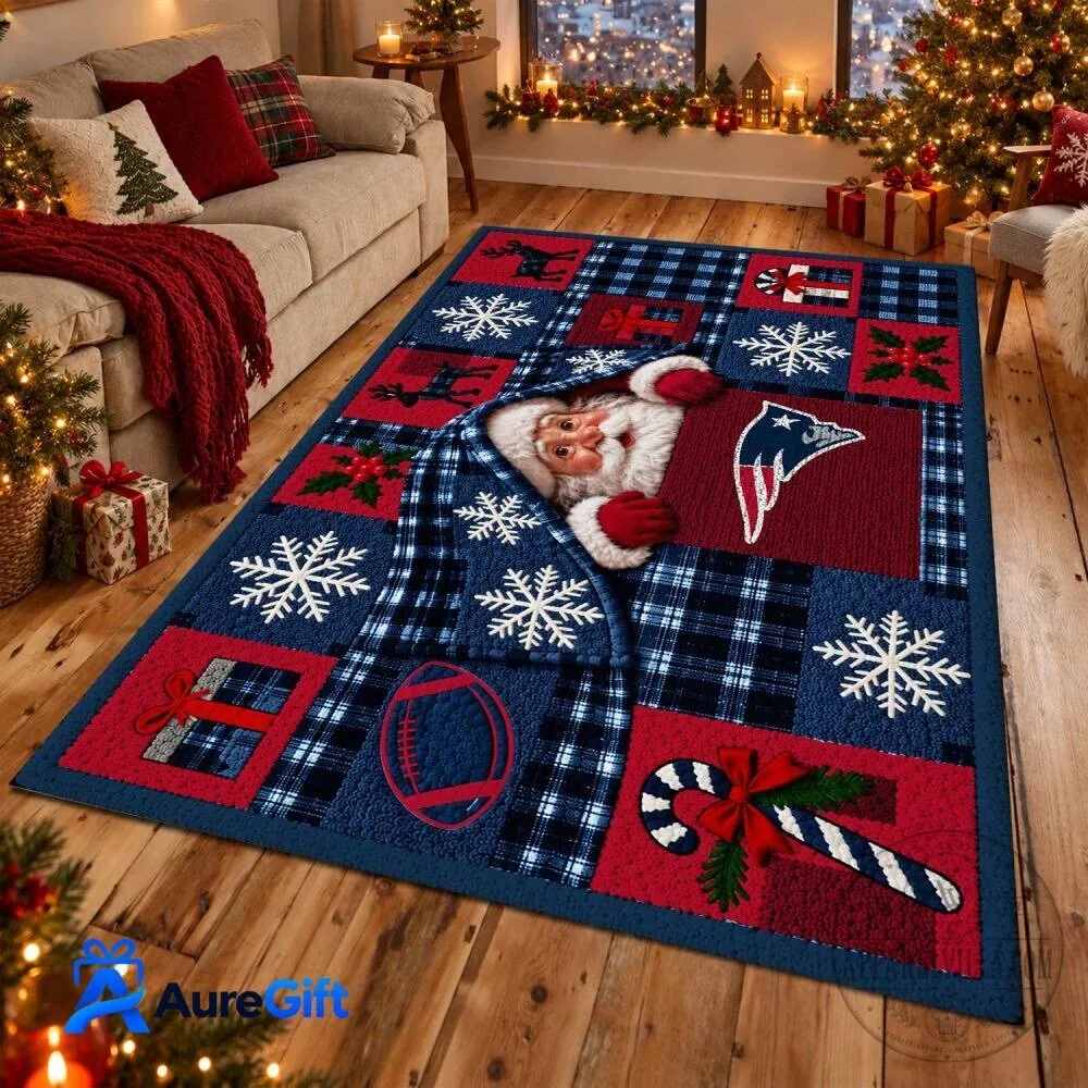 New England Patriots Santa Claus Christmas Holiday Patchwork Area Rug 5 New England Patriots Santa Claus Christmas Holiday Patchwork Area Rug