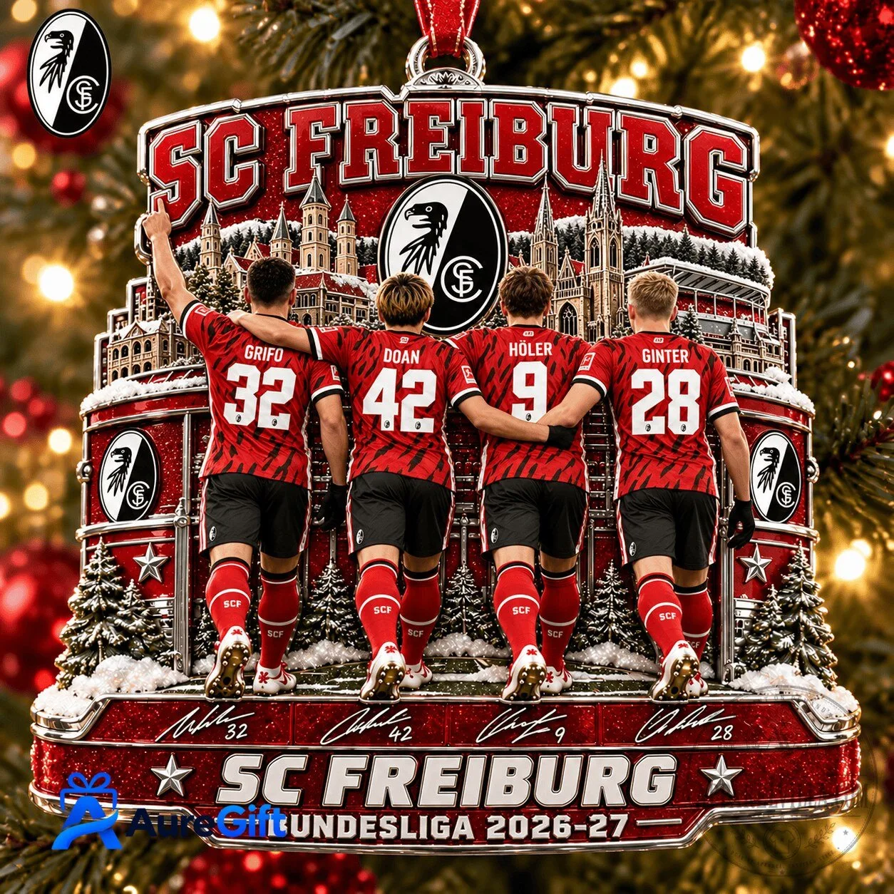 SC Freiburg Bundesliga Matchday Personalized Name Acrylic Christmas Ornament