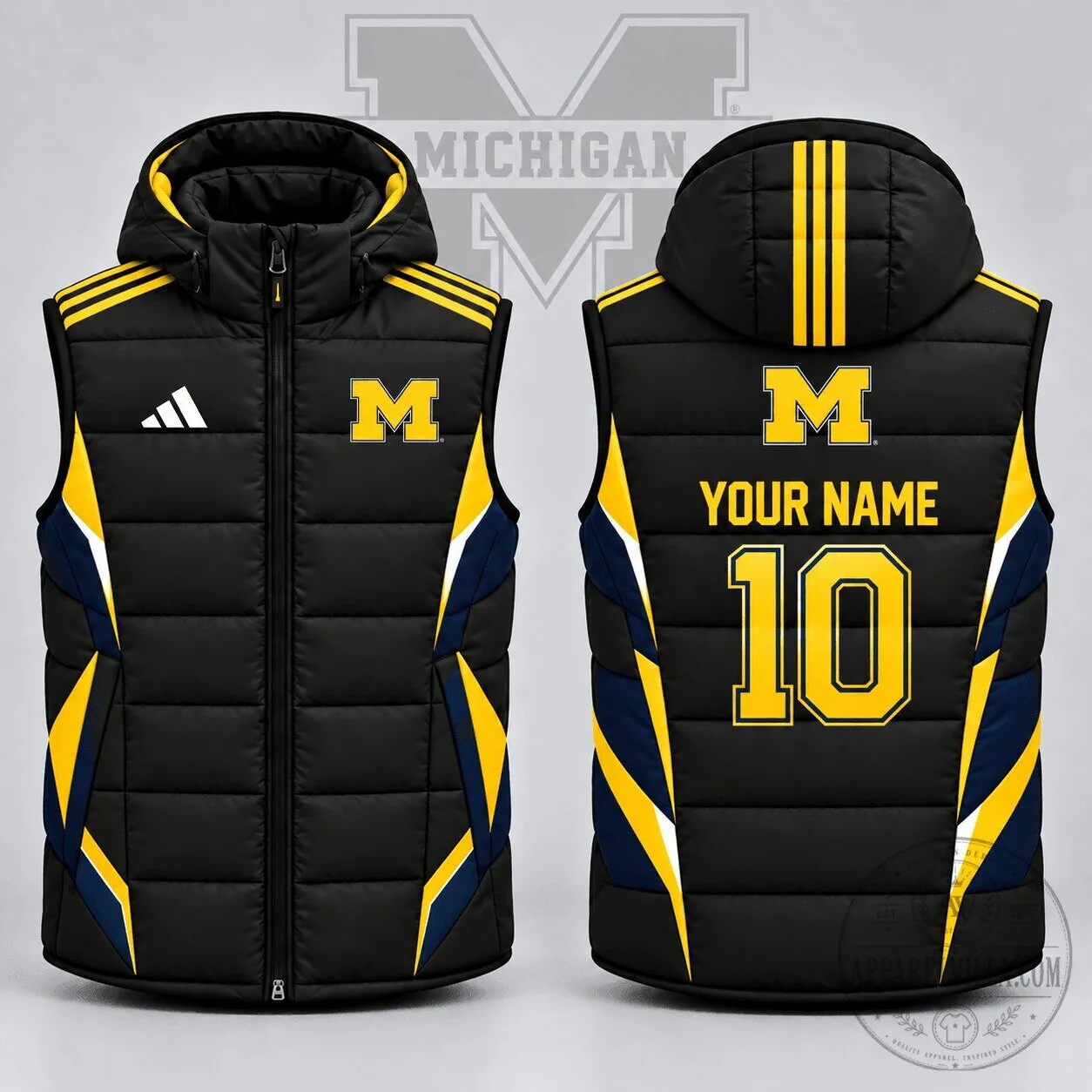 Michigan Wolverines Custom Name Number Stealth Velocity Puffer Vest