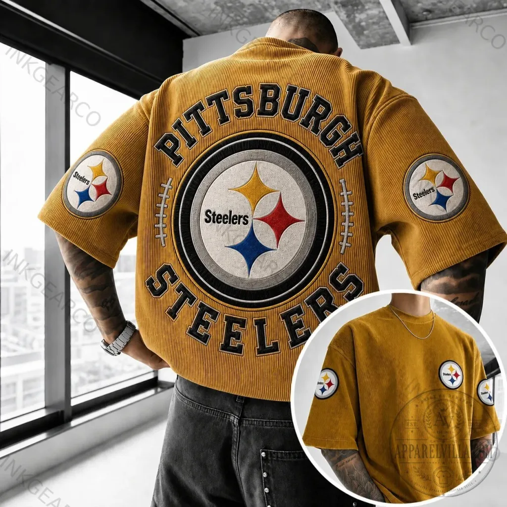Pittsburgh Steelers Oversized Corduroy Short Sleeve T-Shirt