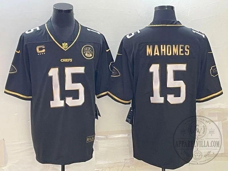 Patrick Mahomes Kansas City Chiefs Black Gold Football Jersey