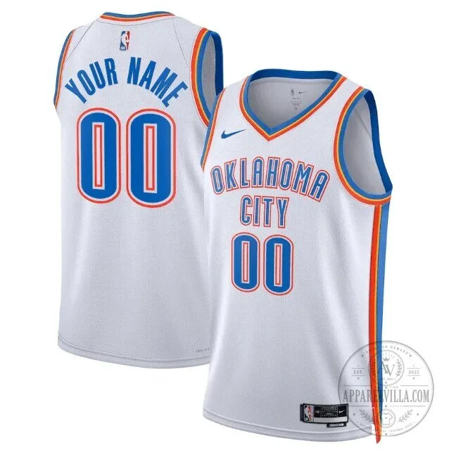 Oklahoma City Thunder Custom White Association Edition Basketball Jersey