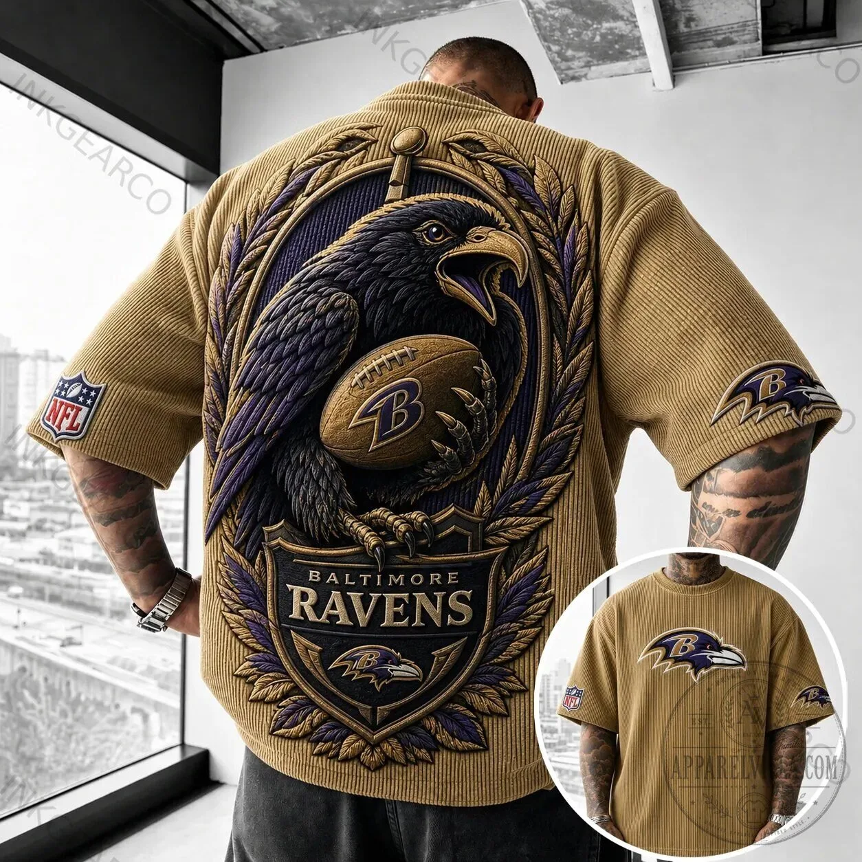 Baltimore Ravens NFL Football Team Corduroy Short-SSleeve Shirt