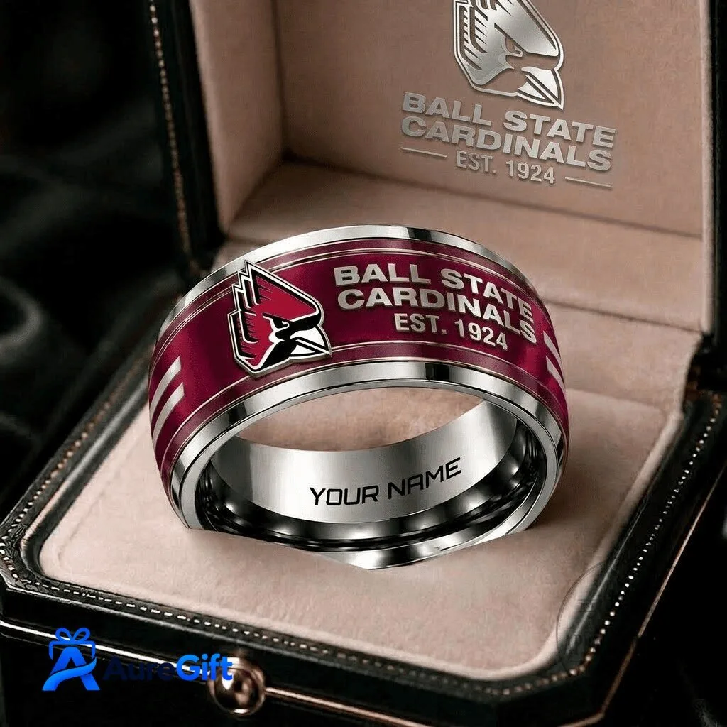 Custom Engraved Stainless Steel Ring for Ball State Cardinals NCAA Fans