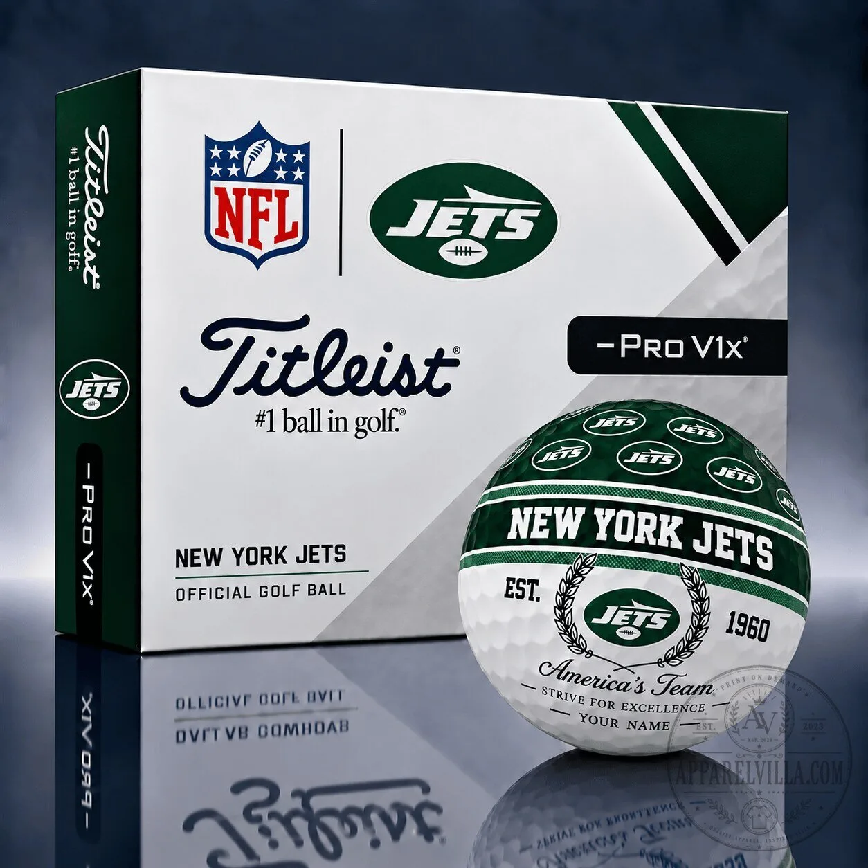 New York Jets NFL Pro V1x Titleist Official Golf Ball Set
