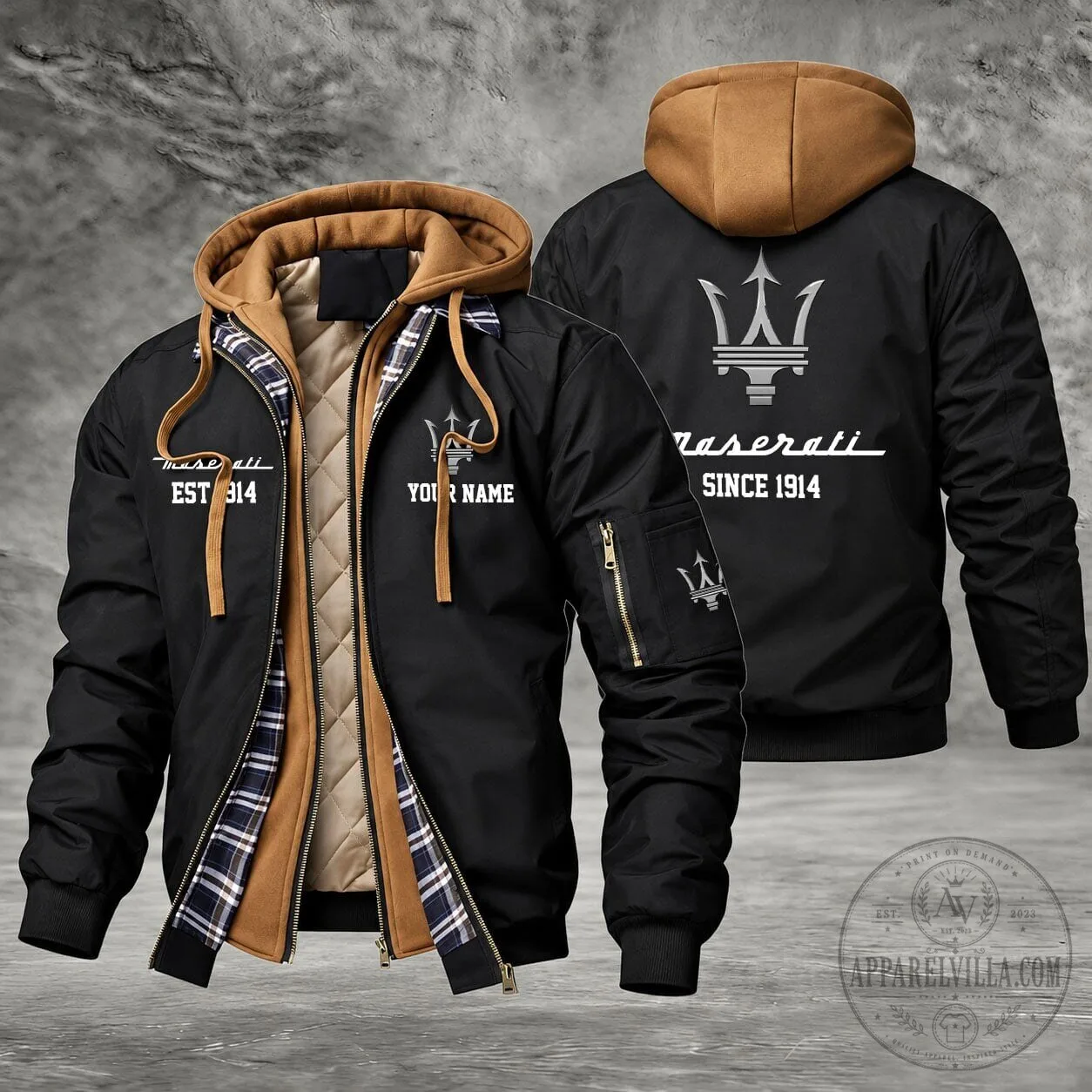 Maserati Since 1914 Custom Name Thick Windbreaker Jacket