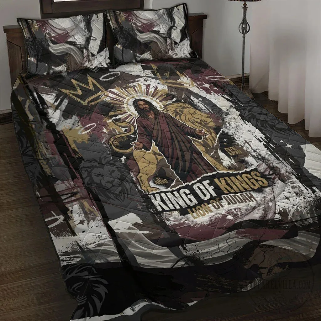 King Of Kings Jesus Is King Lion Of Judah Religious Faith Quilted Bedding Set
