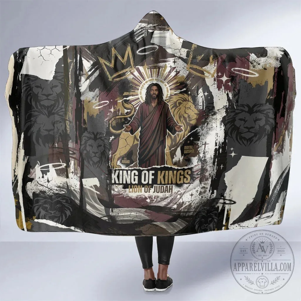 King of Kings Jesus Lion of Judah Christian Religious Faith Hooded Blanket