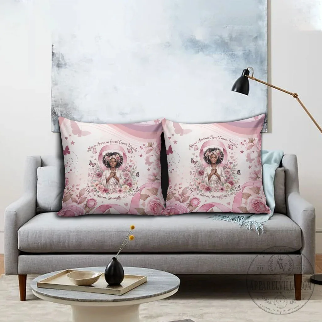 African American Breast Cancer Warrior Hope in Bloom Strength in Every Step Pillow 8 African American Breast Cancer Warrior Hope in Bloom Strength in Every Step Pillow