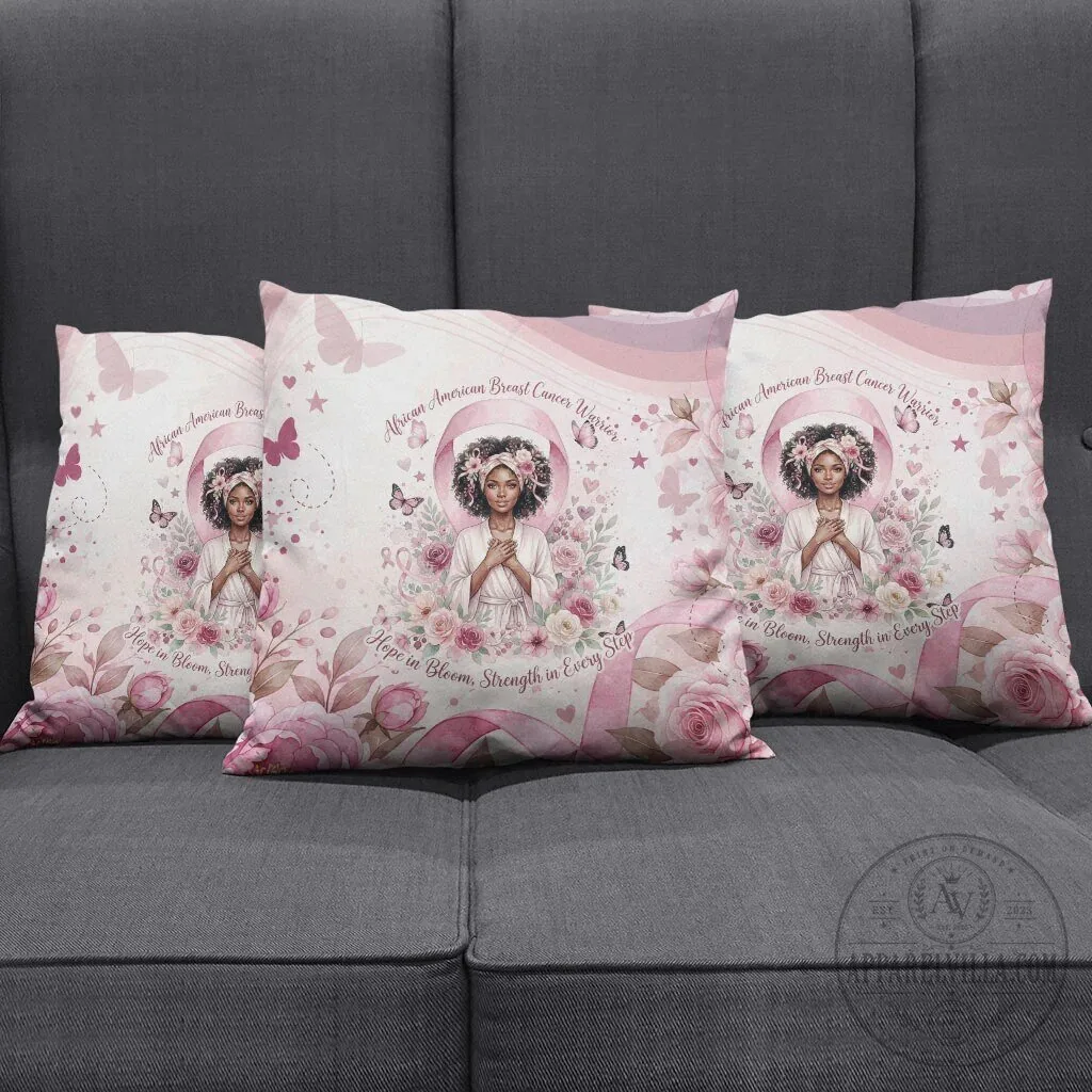 African American Breast Cancer Warrior Hope in Bloom Strength in Every Step Pillow 9 African American Breast Cancer Warrior Hope in Bloom Strength in Every Step Pillow