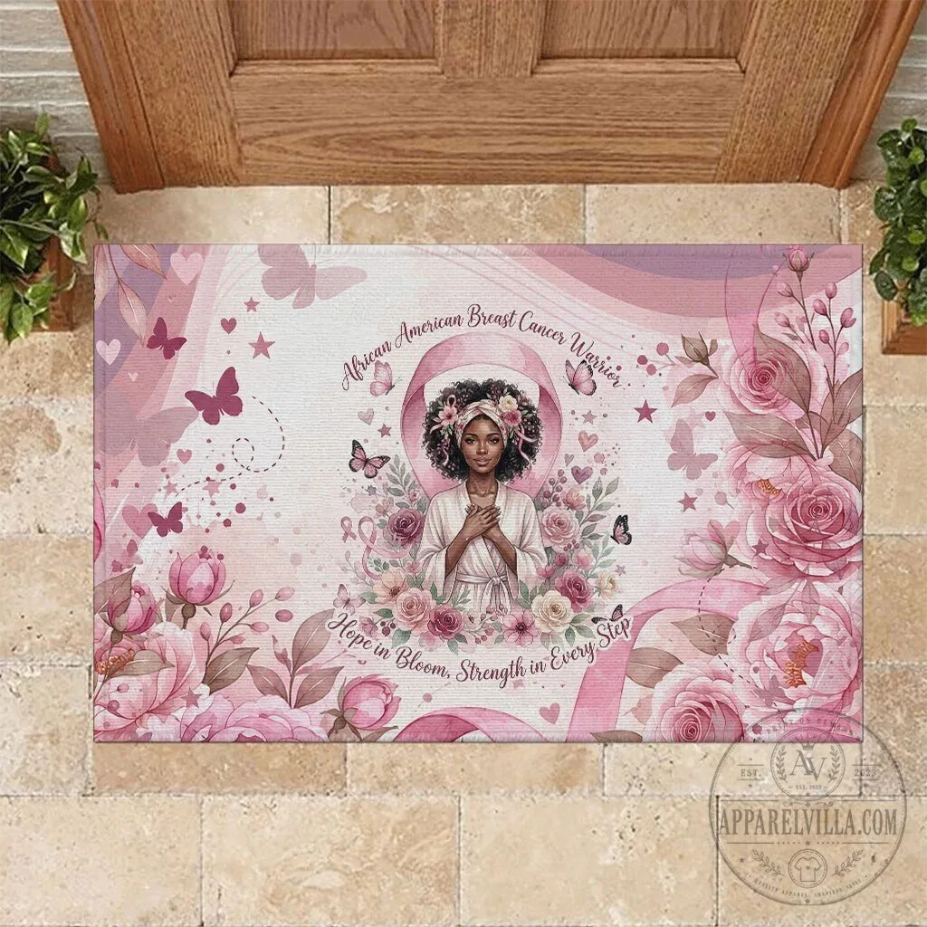 African American Breast Cancer Warrior Hope in Bloom Strength Doormat