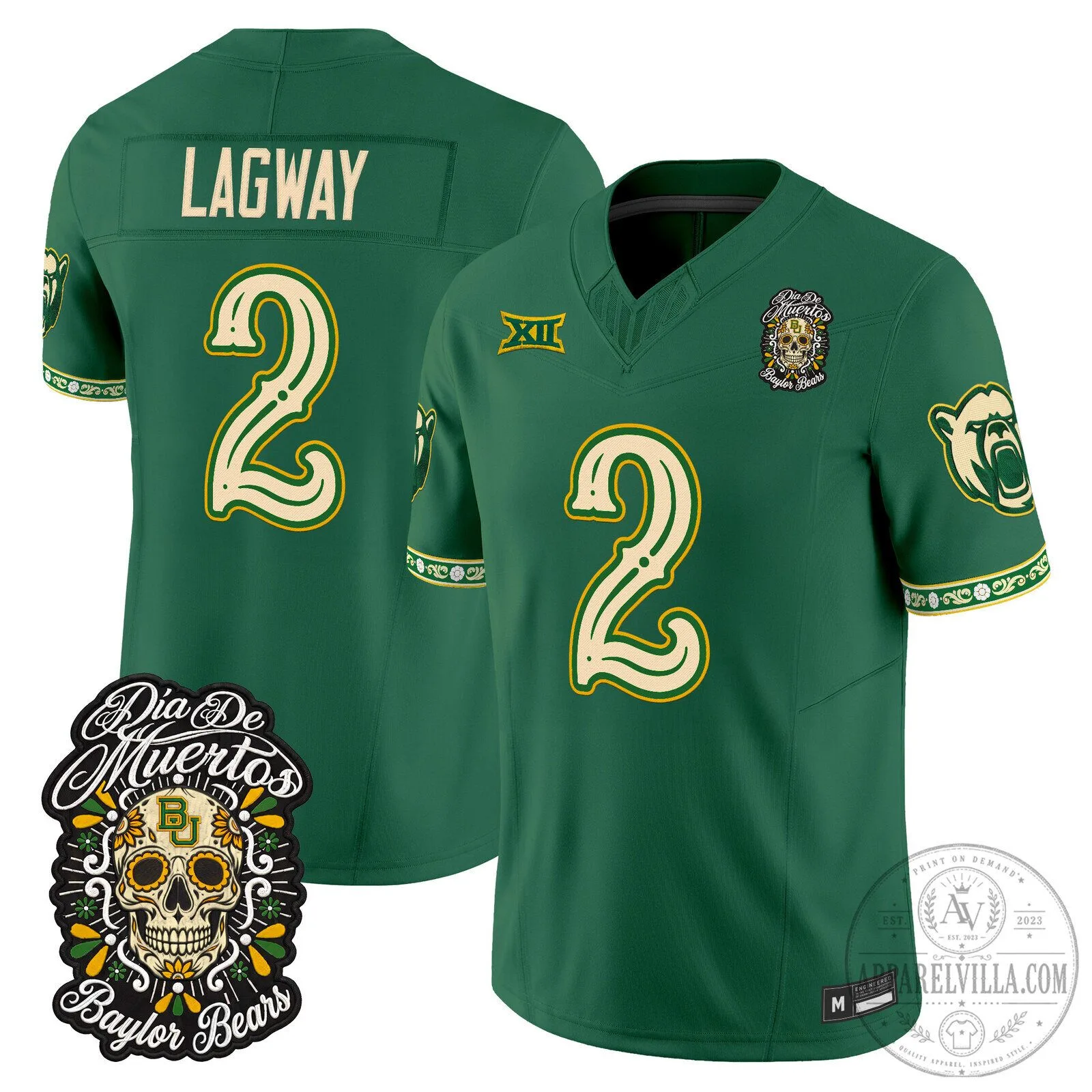 Limited Edition Vapor Football Jersey for Baylor Bears - Dia de los Muertos Design