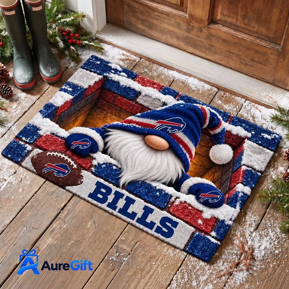 Buffalo Bills Football Team Gnome Holiday Welcome Doormat