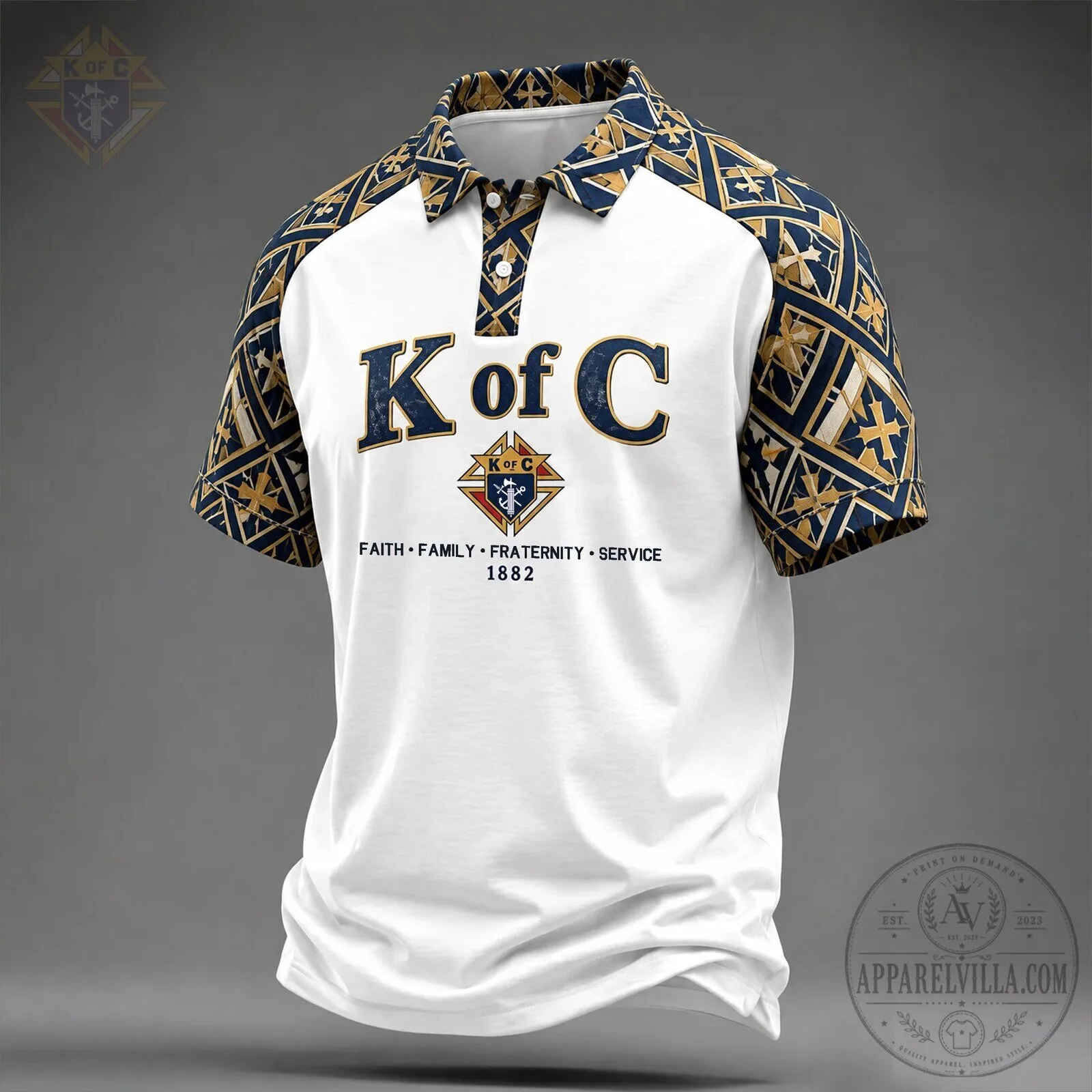 Polo Shirt for Service by Knights of Columbus - Faith, Family, and Fraternity Design 2 Polo Shirt for Service by Knights of Columbus - Faith, Family, and Fraternity Design