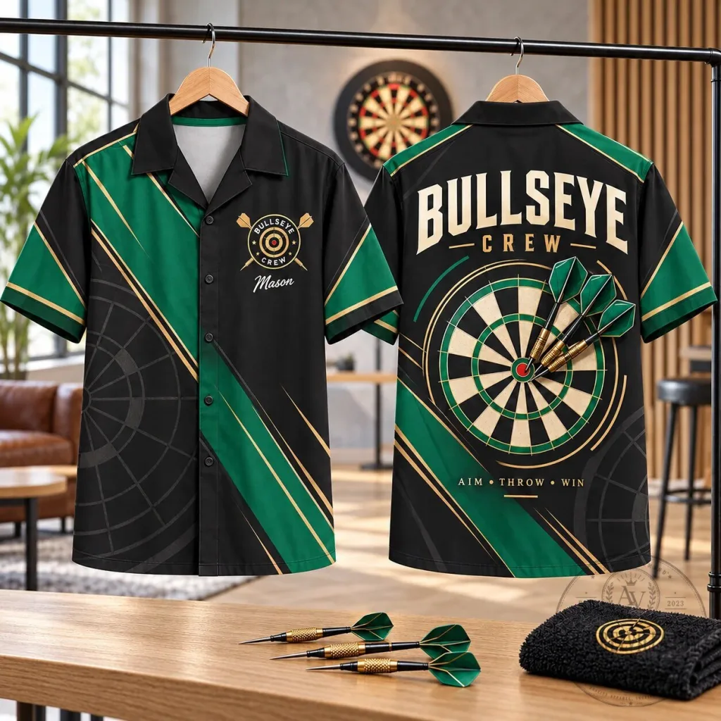 Bullseye Crew Darts Team Personalized Green Hawaiian Shirt Bullseye Crew Darts Team Personalized Green Hawaiian Shirt