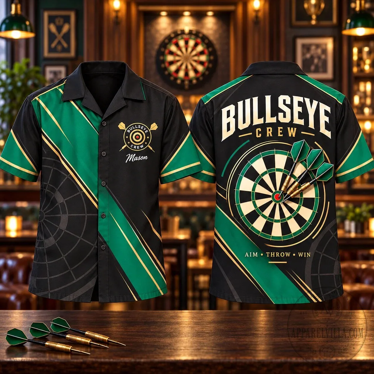 Bullseye Crew Darts Team Personalized Green Hawaiian Shirt 9 Bullseye Crew Darts Team Personalized Green Hawaiian Shirt