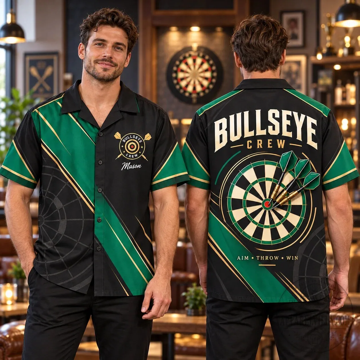 Bullseye Crew Darts Team Personalized Green Hawaiian Shirt 10 Bullseye Crew Darts Team Personalized Green Hawaiian Shirt