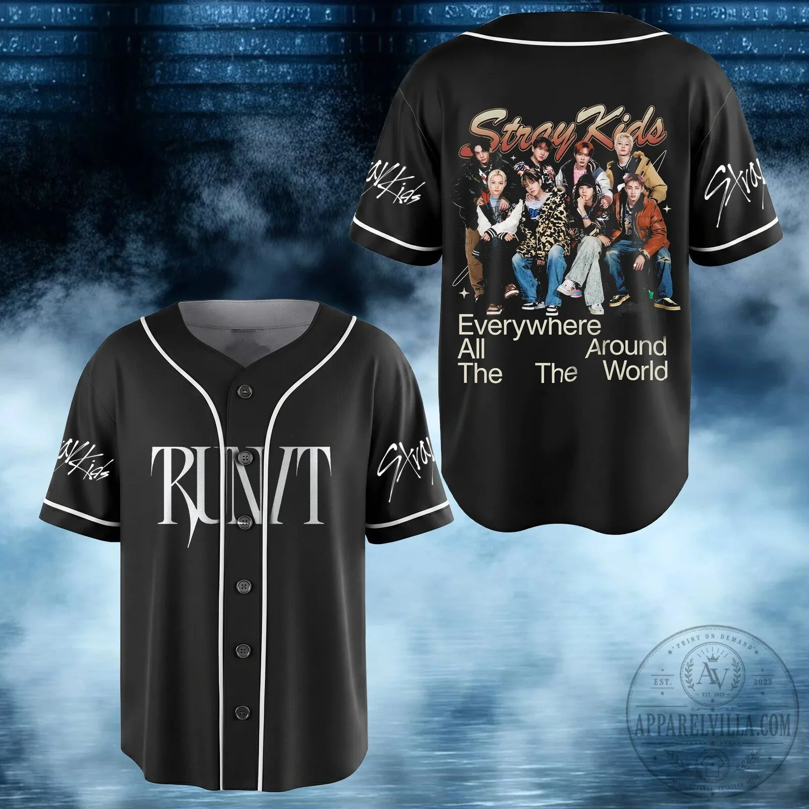 Stray Kids Run It Everywhere All Around The World Baseball Jersey