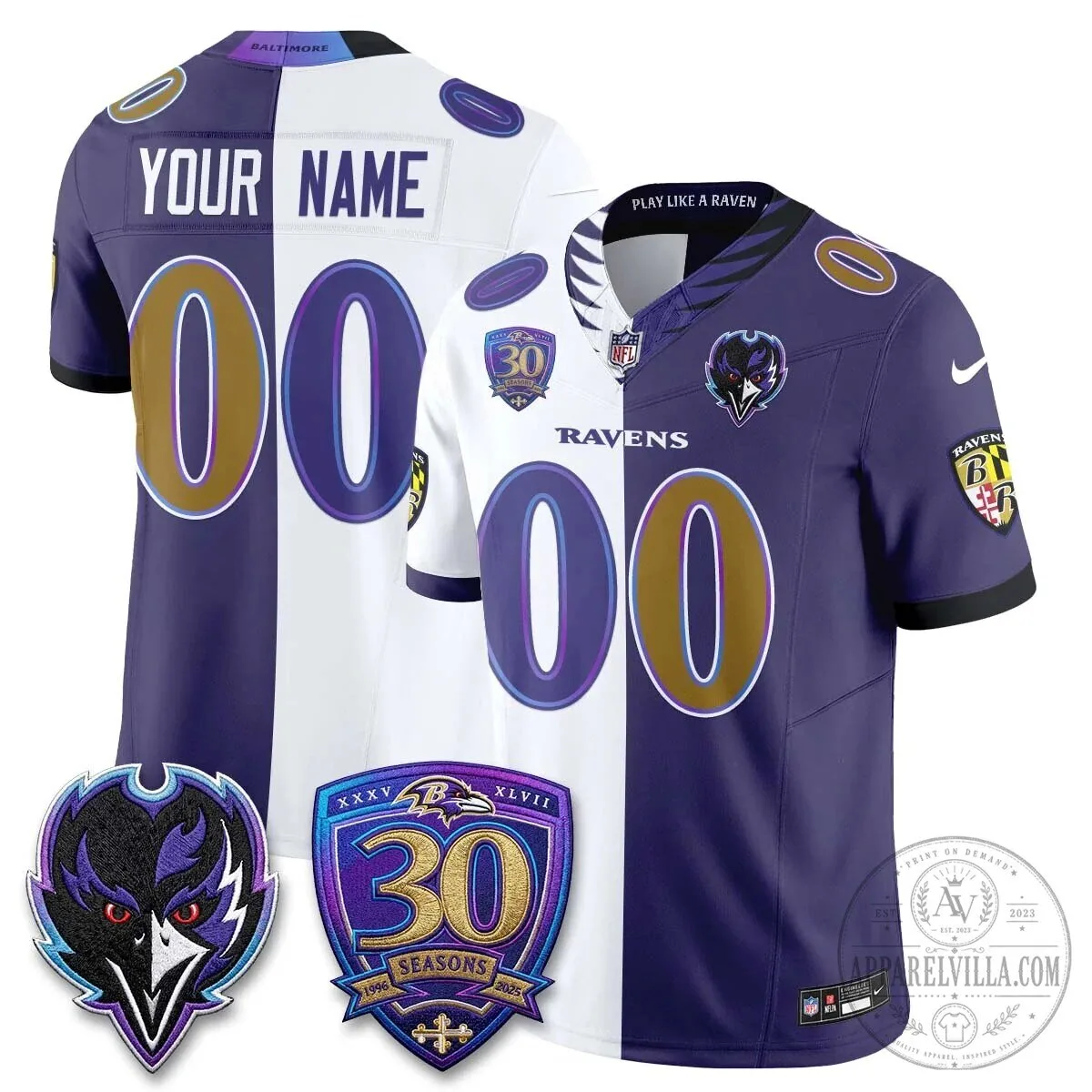 Baltimore Ravens The Next Flight Split Custom Vapor Football Jersey
