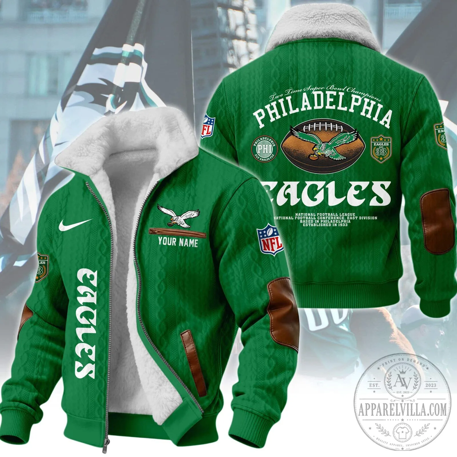 Philadelphia Eagles NFL Football Team Winter Fleece Jacket