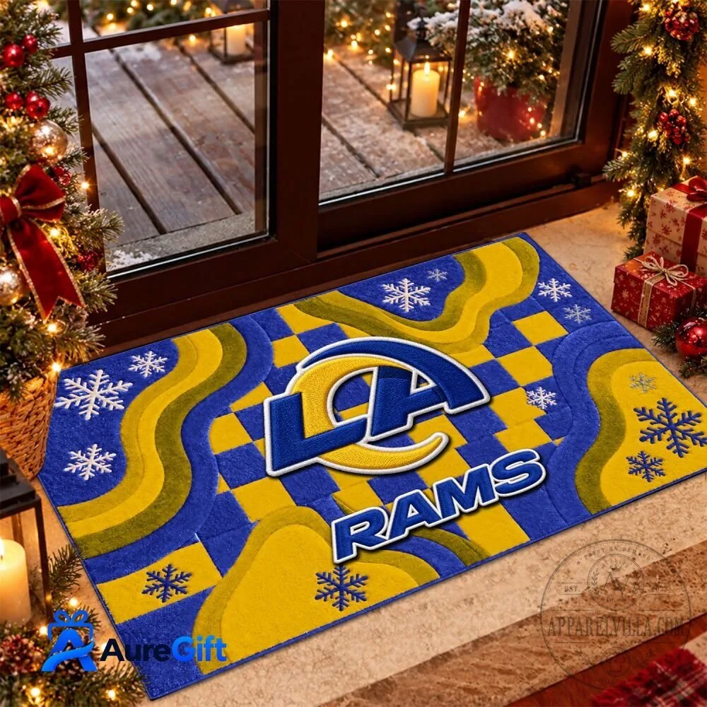 Los Angeles Rams Christmas Snowflakes Doormat
