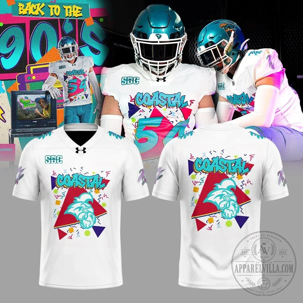 Coastal Carolina Football 90s Throwback Chanticleers White Football Jersey