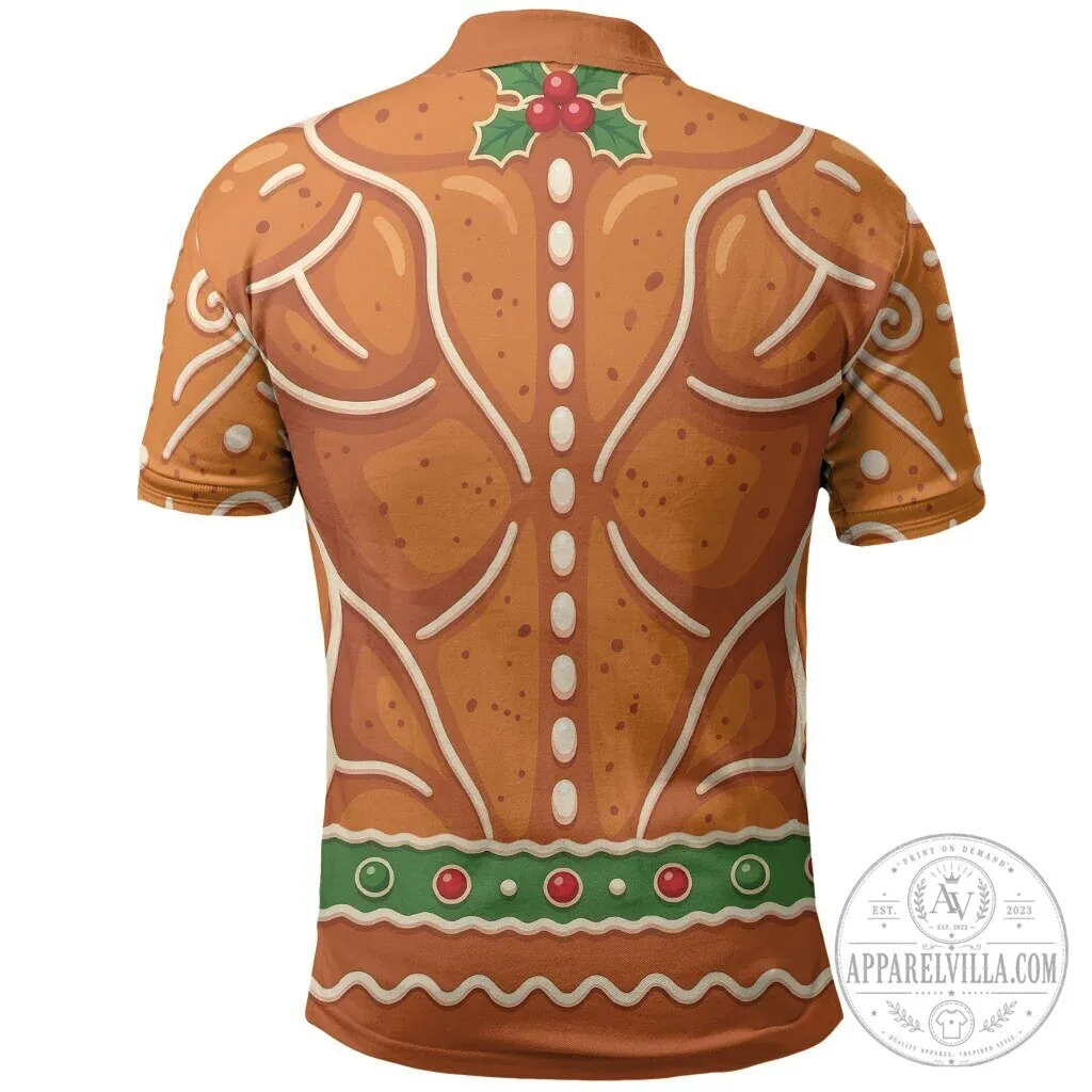 Funny Gingerbread Man Gains Bodybuilder Christmas Polo Shirt 5 Funny Gingerbread Man Gains Bodybuilder Christmas Polo Shirt