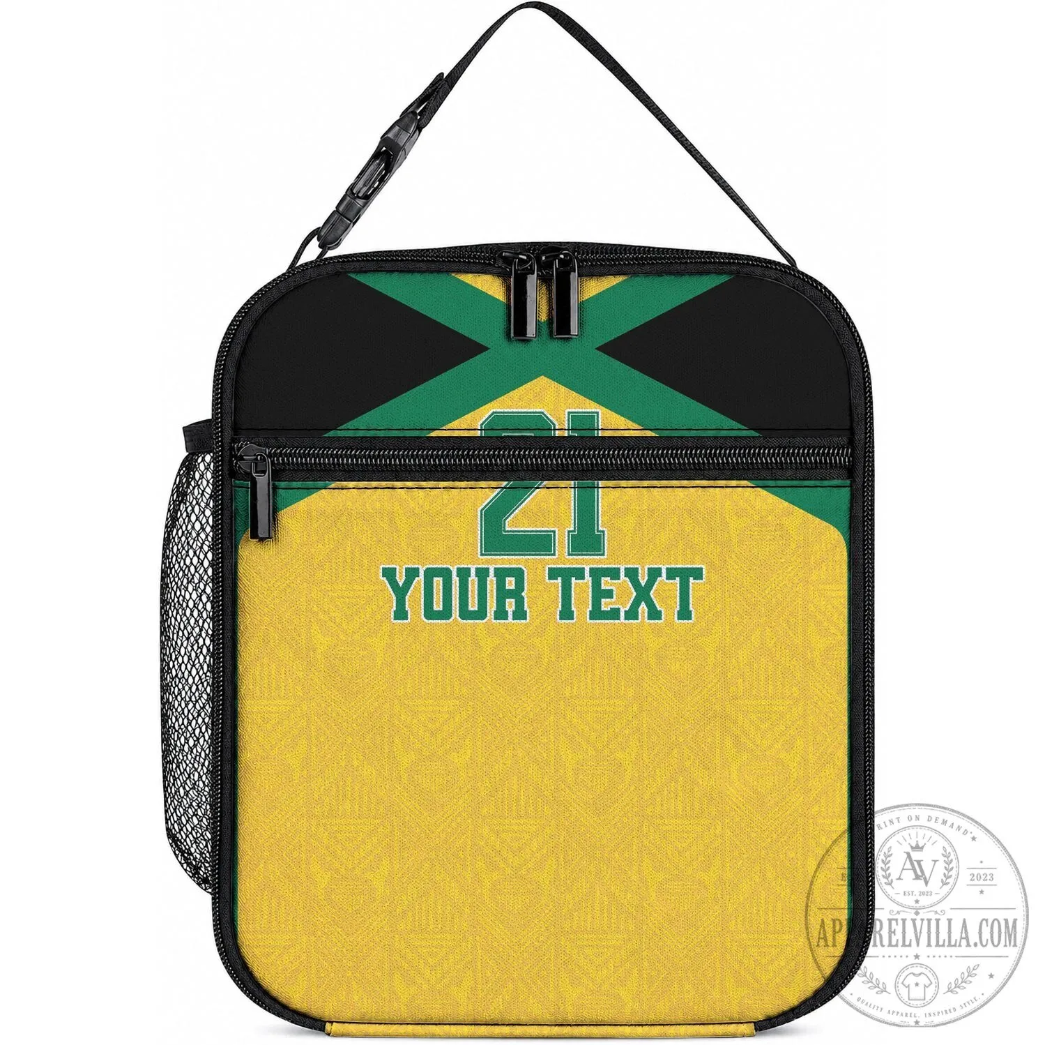Jamaica Flag Personalized Lunch Bag Insulated Cooler Box with Custom Text