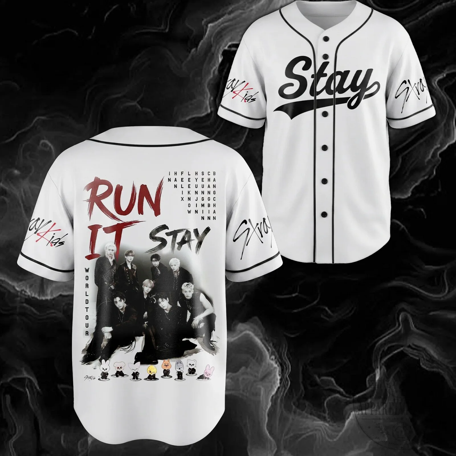 Stray Kids Run It Stay K-Pop Music Group Baseball Jersey
