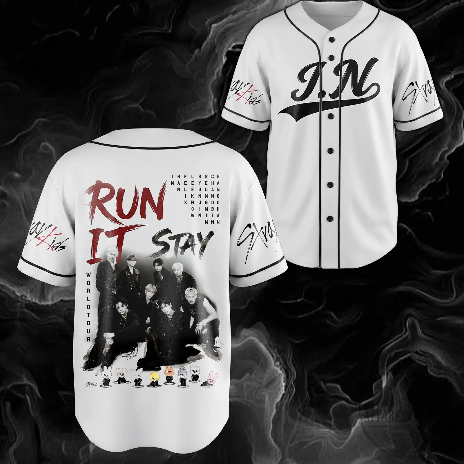 Stray Kids Run It Stay K-Pop Music Group Baseball Jersey 17 Stray Kids Run It Stay K-Pop Music Group Baseball Jersey