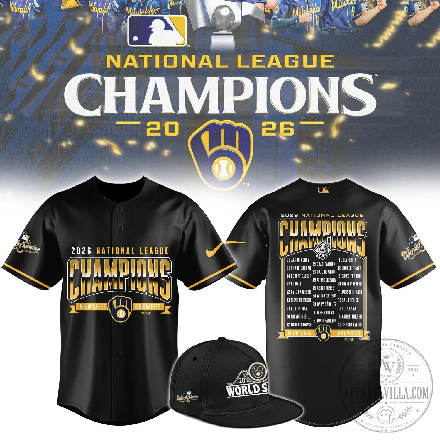 Milwaukee Brewers Baseball 2026 National League Champions Black Jersey