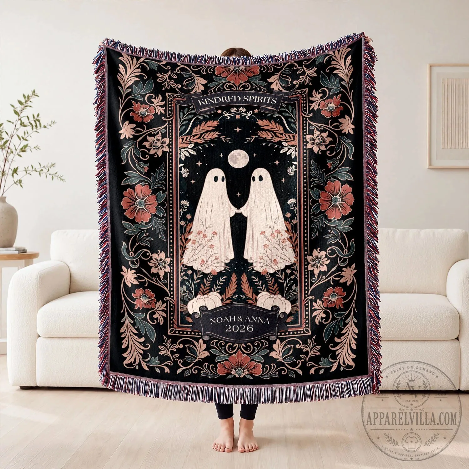 Kindred Spirits Ghost Couple Floral Woven Blanket 8 Kindred Spirits Ghost Couple Floral Woven Blanket
