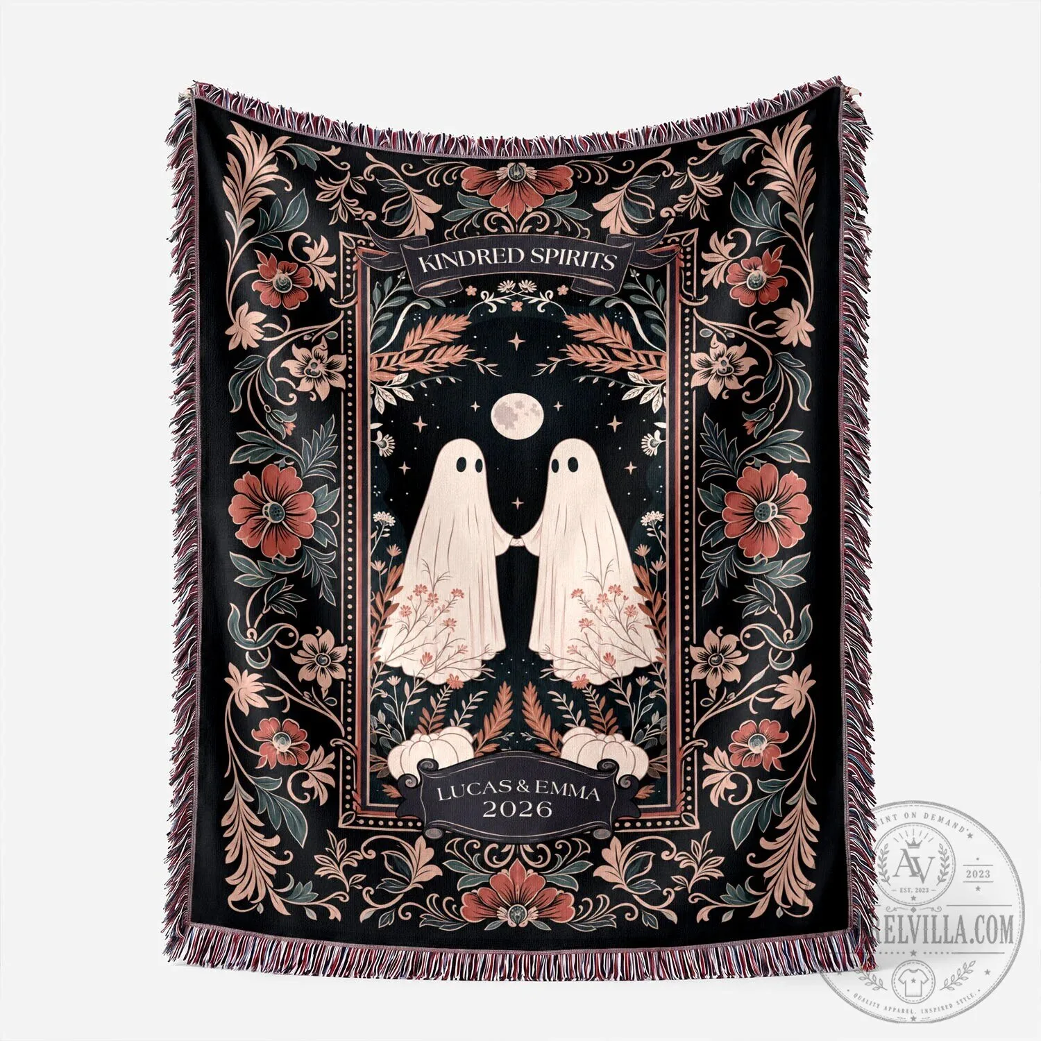 Kindred Spirits Ghost Couple Floral Woven Blanket 9 Kindred Spirits Ghost Couple Floral Woven Blanket