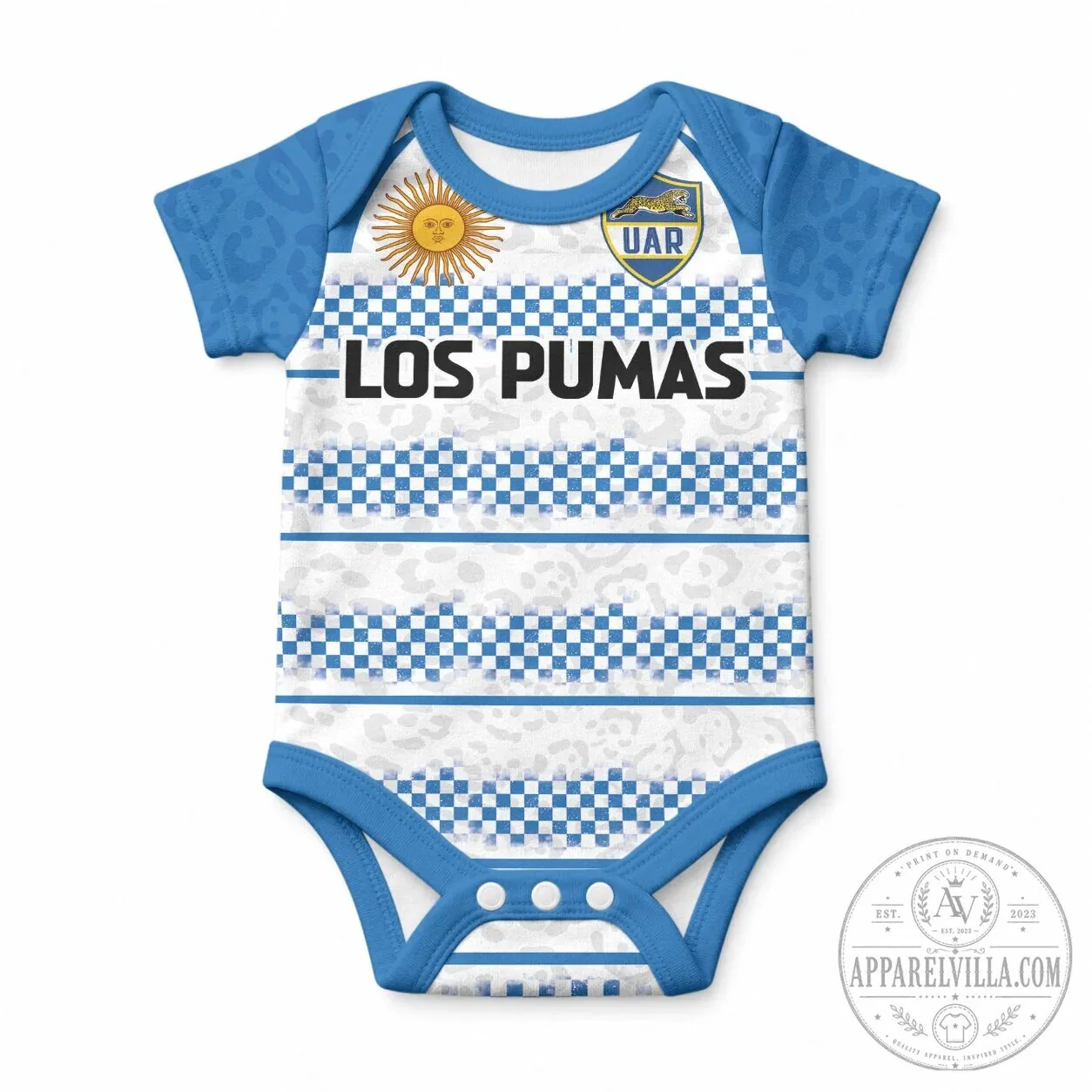 Argentina Rugby Los Pumas Jaguar Race Style Baby Bodysuit