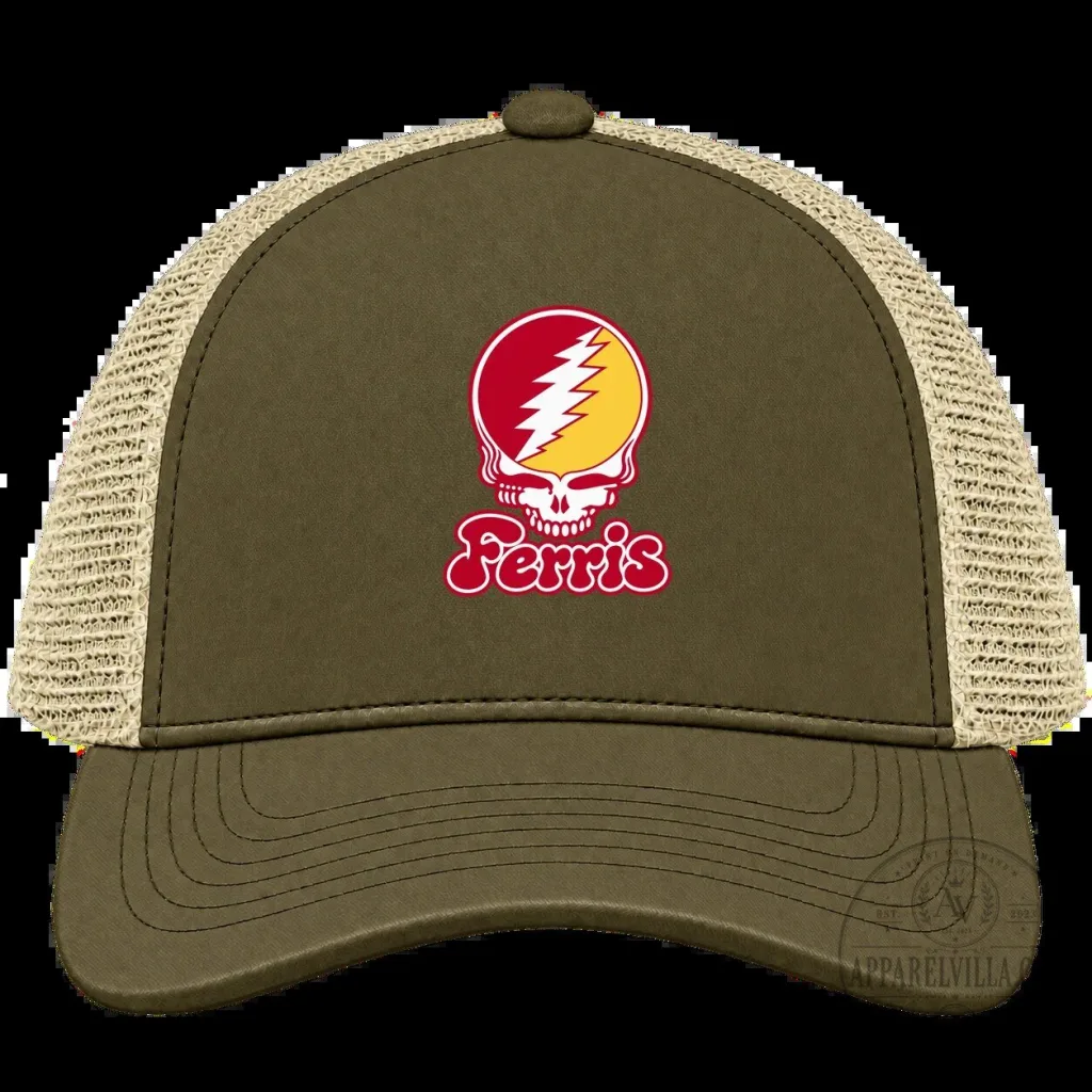 Ferris State University Bulldogs Grateful Dead Stealie Skull Trucker Cap Hat Ferris State University Bulldogs Grateful Dead Stealie Skull Trucker Cap Hat