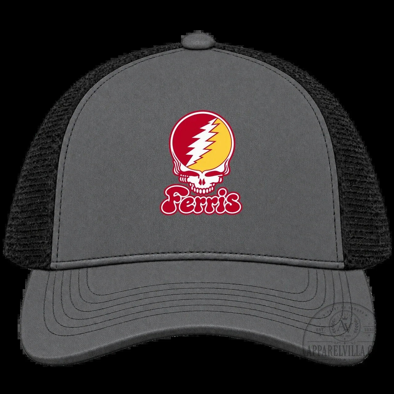 Ferris State University Bulldogs Grateful Dead Stealie Skull Trucker Cap Hat 8 Ferris State University Bulldogs Grateful Dead Stealie Skull Trucker Cap Hat