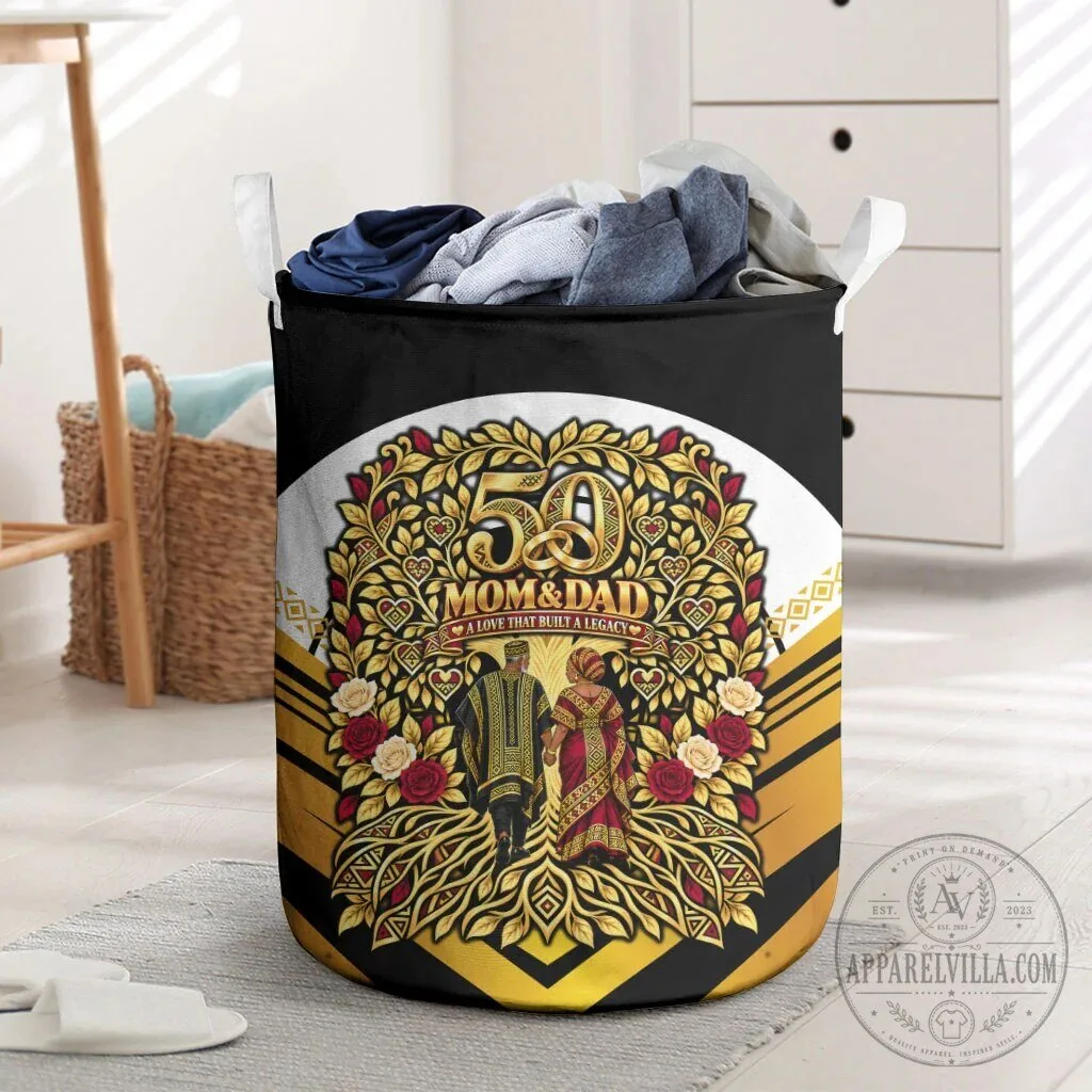 African 50th Wedding Anniversary Mom and Dad Laundry Basket Gift