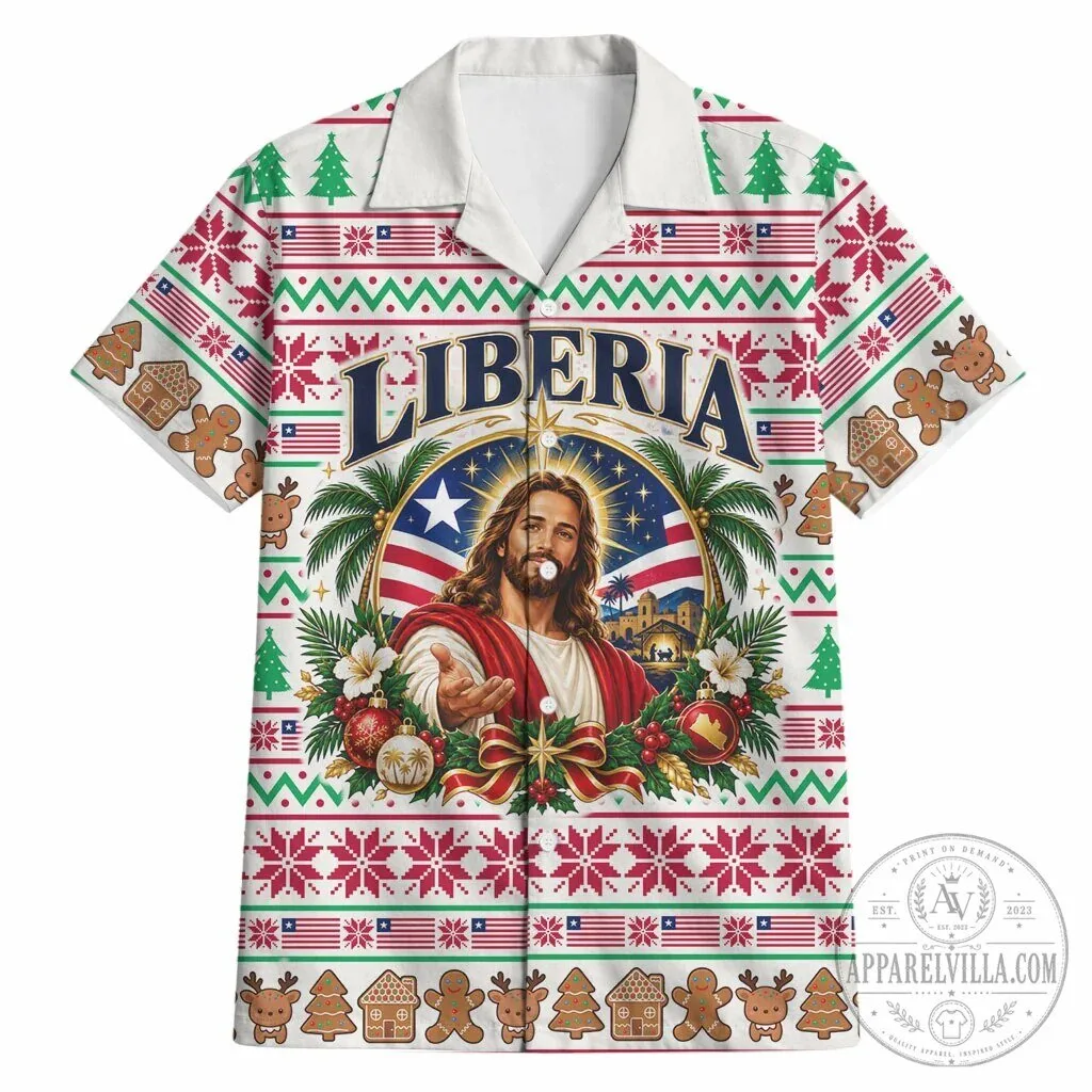 Liberia Jesus Christmas Hawaiian Shirt Vintage Patriotic Religious