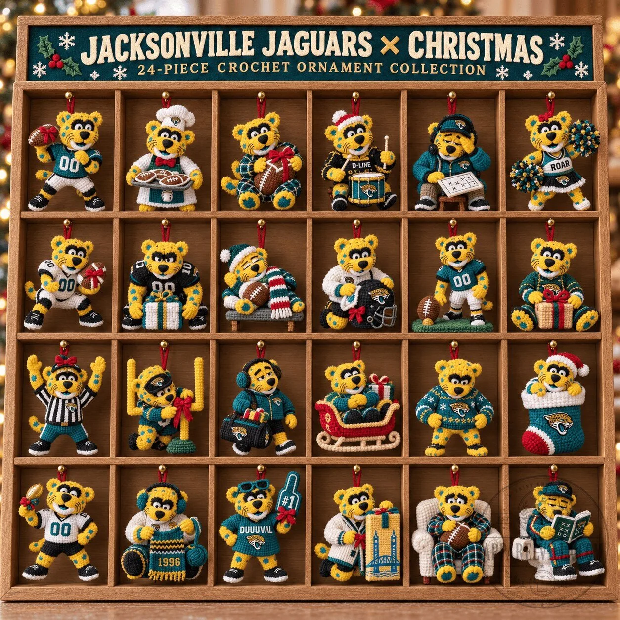 Jacksonville Jaguars Christmas Crochet Ornament Collection 24-Piece Set