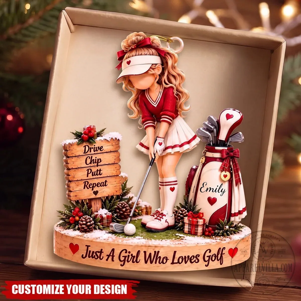 Personalized Girl Golfer Christmas Ornament - Just A Girl Who Loves Golf