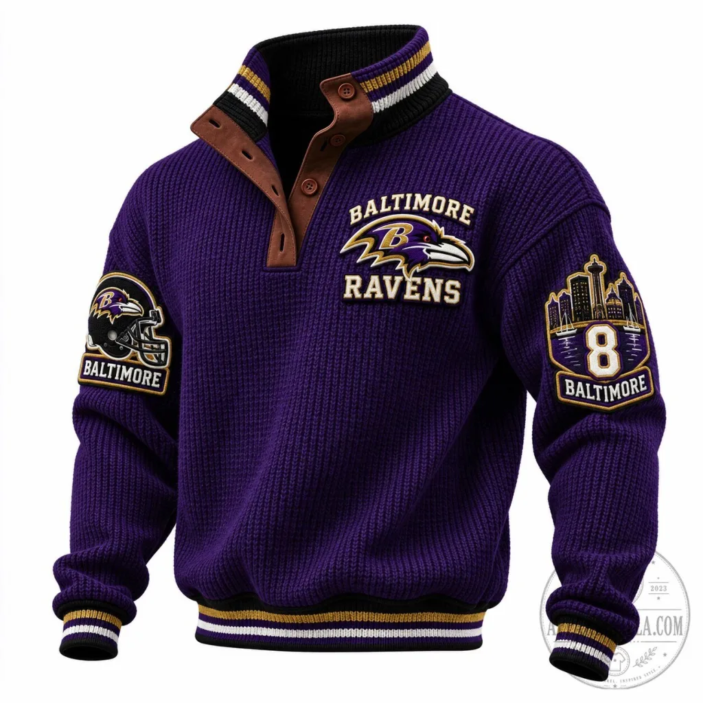 Baltimore Ravens NFL Football Team Knit Pullover Sweatshirt Baltimore Ravens NFL Football Team Knit Pullover Sweatshirt